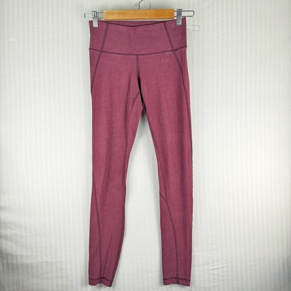 Lululemon Athletic Leggings Garnet Size 4 Mid-Rise Tight Yoga Workout Pilates